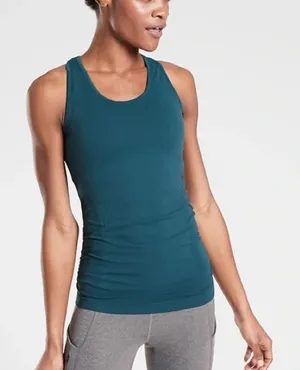 Athleta speedlight Racerback Blue‎ teal Ruched Sleeveless Tank Top seamless thumbnail 1
