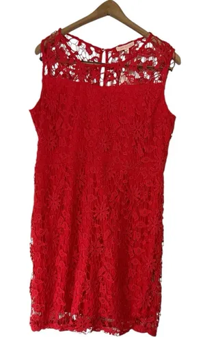 Skies Are Blue Lace Mini Dress‎ Womens XL Red Crochet Sleeveless Summer Short thumbnail 1