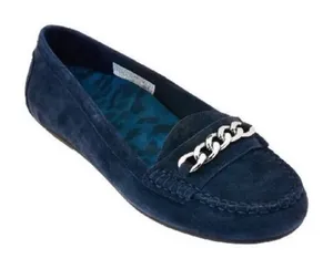 Vionic Women's Mesa 356 Navy Suede Silver Chain Career Comfort Loafers Sz 8.5 thumbnail 1
