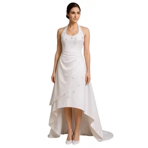 Aurora D’Paradiso Halter Wedding Gown White Bridal Dress Cathedral Train Size 16 thumbnail 2