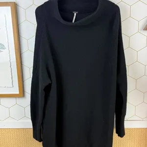 Free People Black Oversized Ottoman Slouchy Ribbed Tunic Sweater - Size - Small thumbnail 7