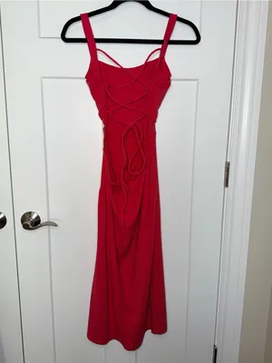 NWT Halara Softlyzero Airy Ruched Lace-Up Bodycon Midi Dress - Winterberry thumbnail 3