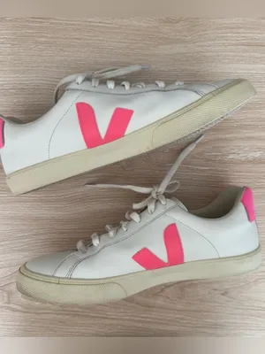 Veja Women’s 10 Esplar Low Sneakers Leather Pink White thumbnail 2