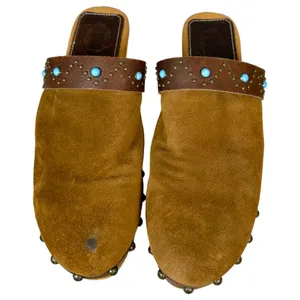 Dingo Woodstock DI 149 Brown Suede Turquoise Western Wooden Clogs Women's 8.5 thumbnail 7