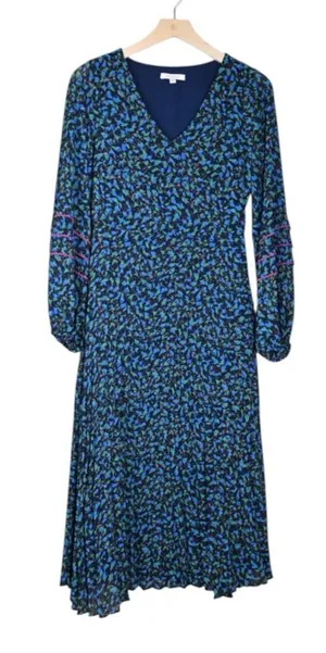 Anthropologie Skies Are Blue Women's XS V-Neck Long Sleeve Lined Midi Dress thumbnail 1