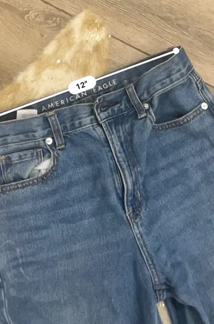 American Eagle Distressed Raw Hem Mom Jeans thumbnail 3