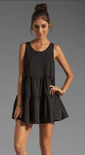 Tree Eighty Two Tiered Babydoll‎ Dress Boho Womens Black XS $88 thumbnail 1