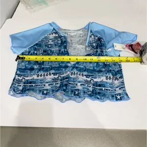 Frankie's Bikinis Blue Tiare Shine Crop Top Size L thumbnail 4