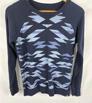 Eddie Bauer Legend Blue Geometric Patterned Crewneck Sweatshirt Small thumbnail 1