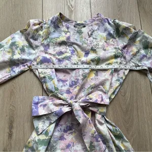 Tart Collections Lorrie Pastel Purple Floral Print Belted Tunic Dress Size Small thumbnail 11