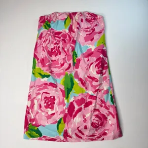 Lilly Pulitzer hot Pink first impression Floral rose Strapless Mini Dress size 4 thumbnail 2