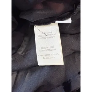 Bella Dahl Silk Blend Burnout Velvet Tie neck Long Blouson Sleeve Blouse Size M thumbnail 5