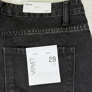 Vervet Olivia Wide Leg Jeans Washed Black High Rise Distressed Raw Hem Size 25 thumbnail 12