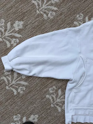 Free People oversized White quarter Zip-Up Hoodie with Black Drawcords thumbnail 2