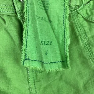 WORN Linen Blend Capri Pants Womens 4 Green Twill Cuffed Pockets Lightweight thumbnail 9