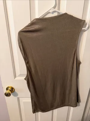 Banana Republic Metallic Taupe Sleeveless Drape Top thumbnail 3