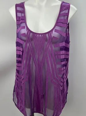 Worthington purple sheer sleeveless tank XL thumbnail 1