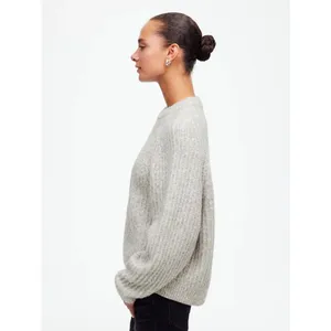 Madewell Ribbed Cotton-Blend Sweater Hthr Dusk Grey Marl Size Medium Heather thumbnail 3