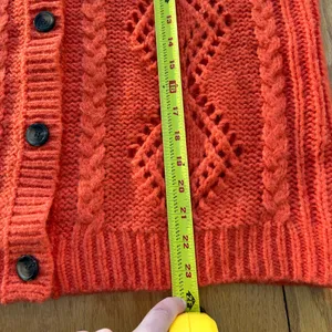 Sundance Women's Winter Tryst Open Cable Knit Cardigan Sweater Orange Large‎ thumbnail 9