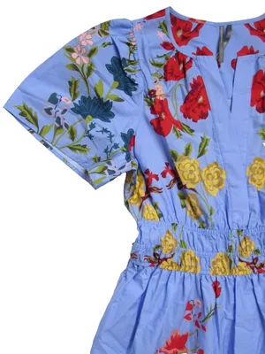 NWT Anthropologie Somerset Maxi in Violet Blue Floral Cotton Tiered Dress S thumbnail 4