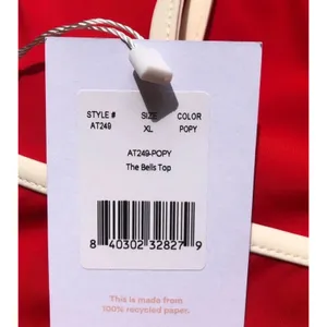 Andie Swim NWT The Bells Bikini Top Poppy Red White Trim Sporty Chic XL thumbnail 8