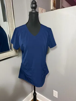 Skechers by Barco Breeze V-Neck Scrub Medical Dental Top Blue Medium. thumbnail 2