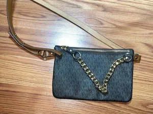 Michael Kors wristlet signature logo brown chain thumbnail 1