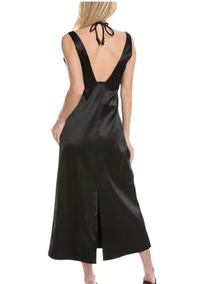 GANNI V-Neck HALTER Sleeveless DRESS in black 38 thumbnail 2