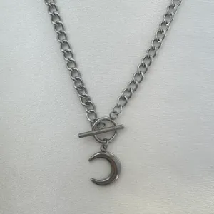 Moon Pendant Necklace for Men Women Streetwear Punk Hip Hop Unisex Style thumbnail 2
