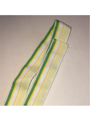 Striped Ribbon Belt with Metal D-Ring - Yellow & Green thumbnail 3