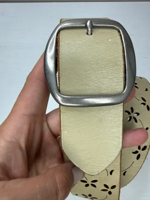 Italian Leather Floral Laser Cut Boho Y2K Belt Solver Tone Buckle 33"-37" Holes thumbnail 7