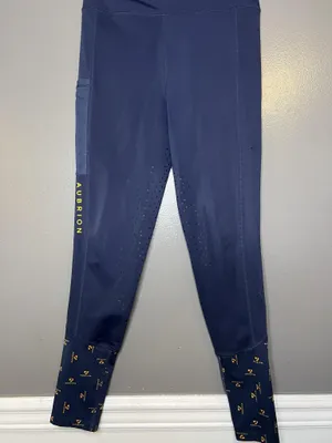 Aubrion Leggings Womens Small Blue Riding Ankle Silicone Grip Pockets Equestrian thumbnail 2