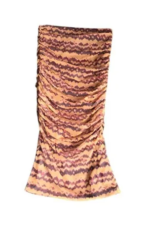 Zara Yellow and Brown Patterned Midi Skirt thumbnail 1