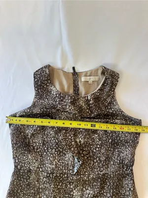 LOFT Brown and Cream Printed Sleeveless Ruffle Midi Dress thumbnail 7