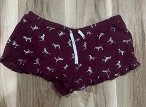 Victoria’s Secret PINK Maroon Silver Waffle Knit Dog Sleep Shorts Women’s Medium thumbnail 1
