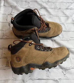 Timberland Women’s Leather Hiking Boots Lace Up Hightop GorpCore Size 6M Granola thumbnail 1