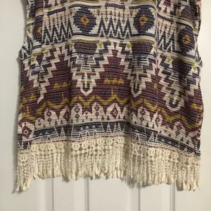 Boho Aztec western print‎ shirt tassel detail Xhilaration women’s size medium thumbnail 6