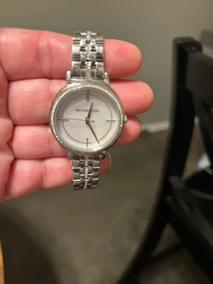 Michael Kors Silver Tone Crystal Bezel Watch Mother of Pearl Dial thumbnail 2
