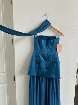 Anthropologie Mare Mare Natalie Strapless Stretch Satin Chiffon Maxi Dress XS thumbnail 8