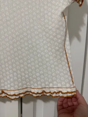 Free People Cream Garner Short Sleeve Top with Brown Stitching Accent thumbnail 6