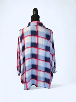 Vintage Y2K Coastal Old Money Boyfriend Oversized Batwing Flannel Size One Size thumbnail 4