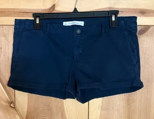 Y2K A&F Low Rise Cuffed Fishermen Shorts Blue Chino White Moose Indie Prep Sz 8 thumbnail 1