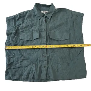 Madewell Womens Flap-Pocket Button Up Linen Shirt S Distant Mineral Quiet Luxury thumbnail 8