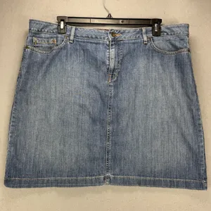Vintage LL Bean Skirt 18 Favorite Fit Straight Denim Blue Jean Classic Preppy thumbnail 1