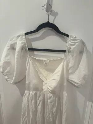 Aritzia White Puff Sleeve Mini Dress thumbnail 4