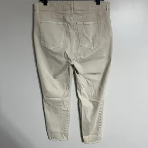 Loft Women's Cream Colored Khaki‎ Pants Size 12 Petite Straight Leg Raw Hem thumbnail 12