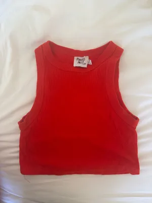 Princess Polly Red High Neck Crop Tank thumbnail 2