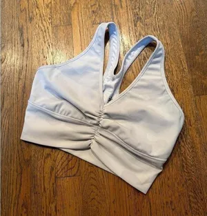 Alo Yoga Women's Wild Thing Bra in a white shade a distinctive ruched women's L thumbnail 1