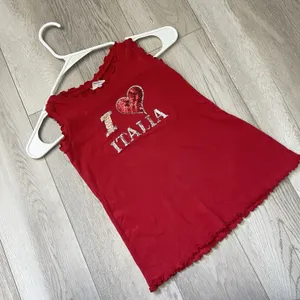 Italia Tank Top cotton sequin ruffle womens Red (size 2) blokecore euro y2k vtg thumbnail 1