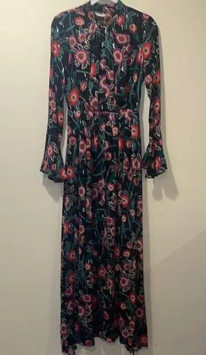 Womens New MISA Los Angeles Floral High Neck Halter Open Back Maxi Dress thumbnail 1